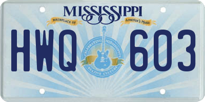 MS license plate HWQ603