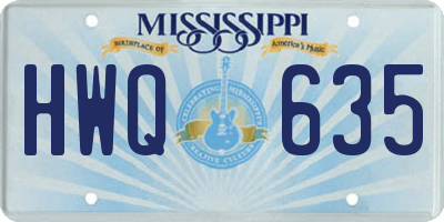 MS license plate HWQ635