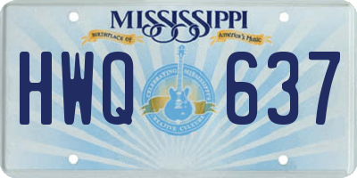 MS license plate HWQ637