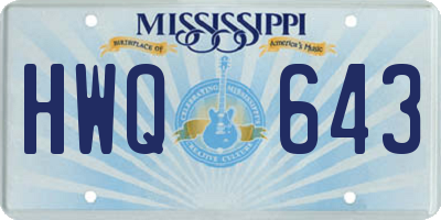 MS license plate HWQ643