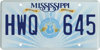 MS license plate HWQ645