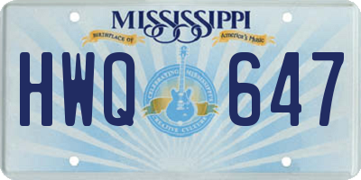 MS license plate HWQ647