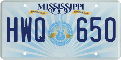 MS license plate HWQ650