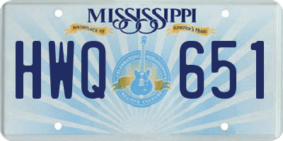MS license plate HWQ651