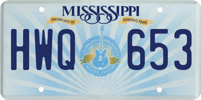 MS license plate HWQ653