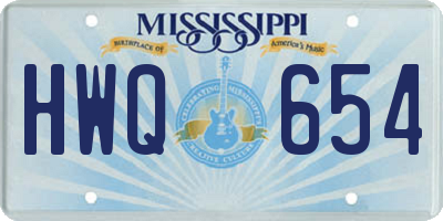 MS license plate HWQ654