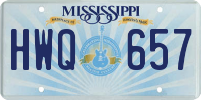 MS license plate HWQ657