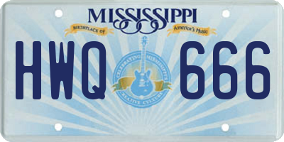 MS license plate HWQ666