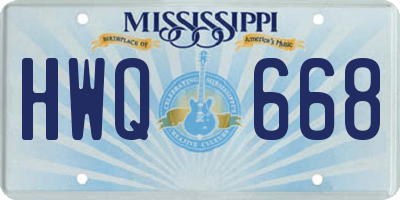 MS license plate HWQ668