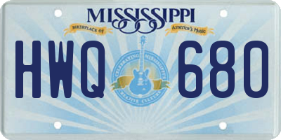 MS license plate HWQ680