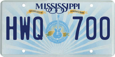 MS license plate HWQ700