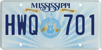 MS license plate HWQ701
