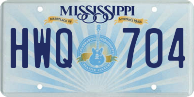 MS license plate HWQ704