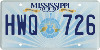 MS license plate HWQ726