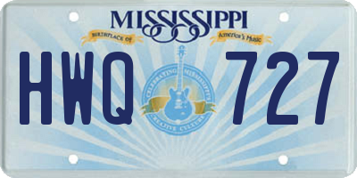MS license plate HWQ727