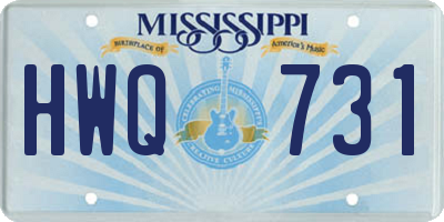 MS license plate HWQ731