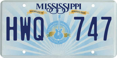MS license plate HWQ747