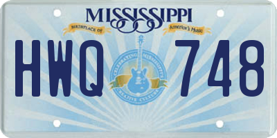 MS license plate HWQ748