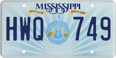 MS license plate HWQ749