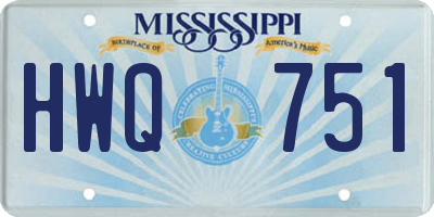 MS license plate HWQ751