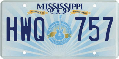 MS license plate HWQ757
