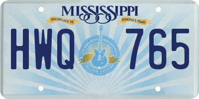 MS license plate HWQ765