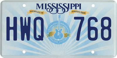 MS license plate HWQ768
