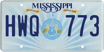 MS license plate HWQ773