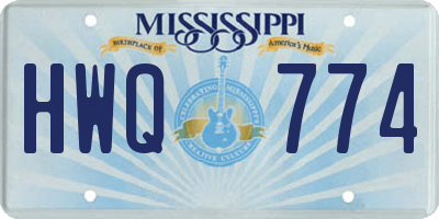 MS license plate HWQ774