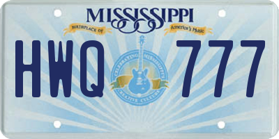 MS license plate HWQ777