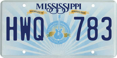 MS license plate HWQ783