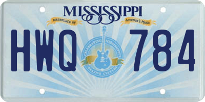MS license plate HWQ784