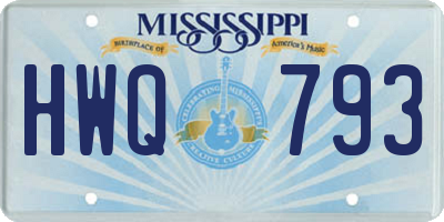 MS license plate HWQ793
