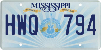 MS license plate HWQ794