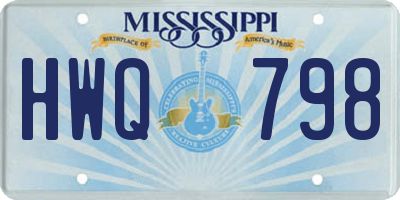 MS license plate HWQ798