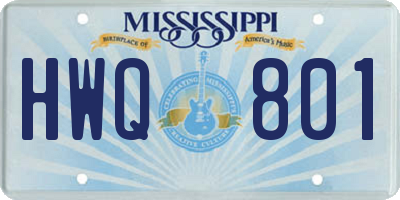 MS license plate HWQ801