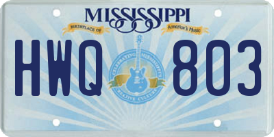 MS license plate HWQ803