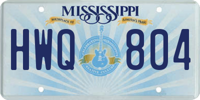 MS license plate HWQ804