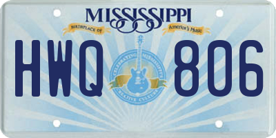 MS license plate HWQ806