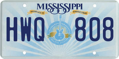 MS license plate HWQ808