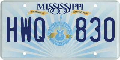 MS license plate HWQ830