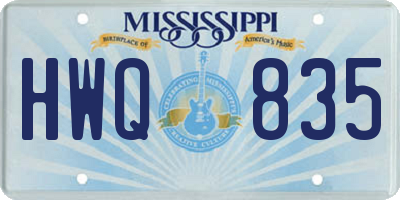 MS license plate HWQ835