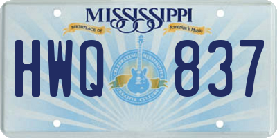 MS license plate HWQ837
