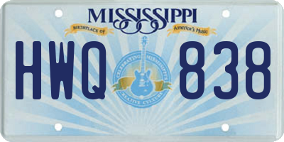 MS license plate HWQ838