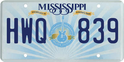MS license plate HWQ839