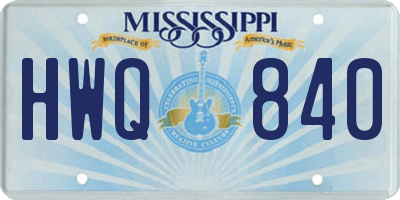MS license plate HWQ840