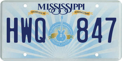MS license plate HWQ847