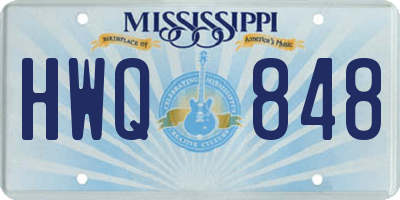 MS license plate HWQ848