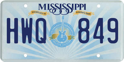 MS license plate HWQ849
