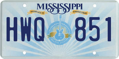 MS license plate HWQ851